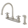 Kingston Brass Concord 1.8 GPM Standard Kitchen Faucet - Includes Side Spray Brushed Nickel