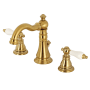 Kingston Brass American Patriot 1.2 GPM Widespread Bathroom Faucet with Pop-Up Drain Assembly Brushed Brass