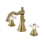 Kingston Brass American Classic 1.2 GPM Widespread Bathroom Faucet with Pop-Up Drain Assembly Brushed Brass