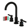 Kingston Brass Kaiser 1.2 GPM Widespread Bathroom Faucet with Pop-Up Drain Assembly Matte Black
