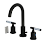 Kingston Brass Synchronous 1.2 GPM Widespread Bathroom Faucet with Pop-Up Drain Assembly Matte Black