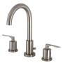 Kingston Brass Serena 1.2 GPM Deck Mounted Widespread Bathroom Faucet with Pop-Up Drain Assembly Brushed Nickel