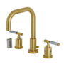 Kingston Brass Synchronous 1.2 GPM Widespread Bathroom Faucet with Pop-Up Drain Assembly Brushed Brass