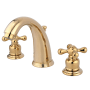 Kingston Brass Victorian 1.2 GPM Widespread Bathroom Faucet with Pop-Up Drain Assembly Polished Brass