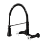Kingston Brass Heritage 1.8 GPM Wall Mounted Widespread Bridge Pull Down Kitchen Faucet Oil Rubbed Bronze