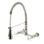 Kingston Brass Heritage 1.8 GPM Wall Mounted Widespread Bridge Pull Down Kitchen Faucet Polished Nickel
