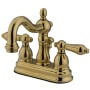 Kingston Brass Heritage 1.2 GPM Centerset Bathroom Faucet with Pop-Up Drain Assembly Polished Brass