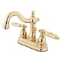 Kingston Brass Heritage 1.2 GPM Centerset Bathroom Faucet with Pop-Up Drain Assembly Polished Brass