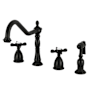 Kingston Brass Essex 1.8 GPM Widespread Kitchen Faucet - Includes Escutcheon and Side Spray Matte Black