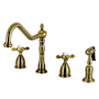 Kingston Brass Essex 1.8 GPM Widespread Kitchen Faucet - Includes Escutcheon and Side Spray Antique Brass
