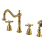 Kingston Brass Essex 1.8 GPM Widespread Kitchen Faucet - Includes Escutcheon and Side Spray Brushed Brass