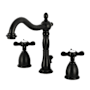 Kingston Brass Essex 1.2 GPM Widespread Bathroom Faucet with Pop-Up Drain Assembly and Dual Cross Handles Matte Black
