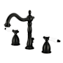 Kingston Brass Bel-Air 1.2 GPM Widespread Bathroom Faucet with Pop-Up Drain Assembly and Dual Porcelain Handles Matte Black