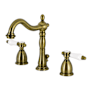 Kingston Brass Bel-Air 1.2 GPM Widespread Bathroom Faucet with Pop-Up Drain Assembly and Dual Porcelain Handles Antique Brass