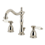 Kingston Brass Bel-Air 1.2 GPM Widespread Bathroom Faucet with Pop-Up Drain Assembly and Dual Porcelain Handles Polished Nickel
