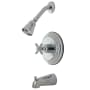 Kingston Brass Millennium Wall Mounted Roman Tub Faucet Trim with Metal Cross Handle Polished Chrome