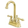 Kingston Brass Restoration 1.2 GPM Centerset Bathroom Faucet with Pop-Up Drain Assembly Polished Brass