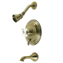 Kingston Brass Restoration Tub and Shower Trim Package with Single Function Shower Head Antique Brass