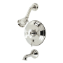 Kingston Brass Restoration Tub and Shower Trim Package with Single Function Shower Head Polished Nickel