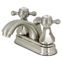 Kingston Brass Metropolitan 1.2 GPM Deck Mounted Centerset Bathroom Faucet with Pop-Up Drain Assembly - Includes Escutcheon Brushed Nickel