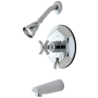 Kingston Brass Millennium Tub and Shower Trim Package with 1.8 GPM Single Function Shower Head Polished Chrome