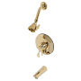 Kingston Brass Tub and Shower Trim Package with 1.8 GPM Single Function Shower Head Polished Brass