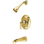 Kingston Brass Tub and Shower Trim Package with 1.8 GPM Multi Function Shower Head Polished Brass