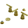 Kingston Brass Convergent 1.5 GPM Widespread Bidet Faucet with 3 Lever Handles and Pop-Up Drain Assembly Brushed Brass