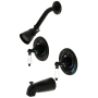 Kingston Brass Vintage Tub and Shower Trim Package with 1.8 GPM Single Function Shower Head Matte Black