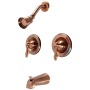 Kingston Brass Vintage Tub and Shower Trim Package With 1.8 GPM Single Function Shower Head with Lever Handles Antique Copper
