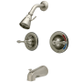 Kingston Brass Vintage Tub and Shower Trim Package With 1.8 GPM Single Function Shower Head with Lever Handles Brushed Nickel