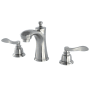 Kingston Brass NuWave French 1.2 GPM Widespread Bathroom Faucet with Pop-Up Drain Assembly Brushed Nickel