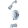 Kingston Brass NuWave Tub and Shower Trim Package with 1.8 GPM Single Function Shower Head Polished Chrome
