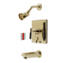 Kingston Brass Kaiser Tub and Shower Trim Package with 1.8 GPM Single Function Shower Head Polished Brass
