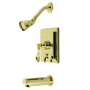 Kingston Brass Tub and Shower Trim Package with 1.8 GPM Single Function Shower Head Polished Brass