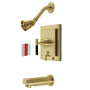 Kingston Brass Kaiser Tub and Shower Trim Package with 1.8 GPM Single Function Shower Head Brushed Brass