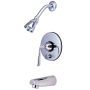 Kingston Brass Silver Sage Tub and Shower Trim Package with 1.8 GPM Single Function Shower Head Polished Chrome