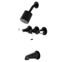 Kingston Brass Paris Tub and Shower Trim Package with 1.8 GPM Multi Function Shower Head Matte Black