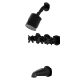 Kingston Brass Concord Tub and Shower Trim Package with 1.8 GPM Multi Function Shower Head Matte Black