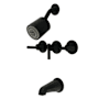 Kingston Brass Convergent Tub and Shower Trim Package with 7.0 GMP Spout and 1.8 GPM Single Function Shower Head Matte Black