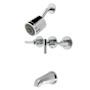 Kingston Brass Convergent Tub and Shower Trim Package with 7.0 GMP Spout and 1.8 GPM Single Function Shower Head Polished Chrome