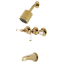 Kingston Brass Paris Tub and Shower Trim Package with 1.8 GPM Multi Function Shower Head Polished Brass