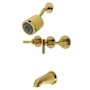 Kingston Brass Convergent Tub and Shower Trim Package with 7.0 GMP Spout and 1.8 GPM Single Function Shower Head Polished Brass