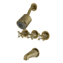 Kingston Brass Metropolitan Tub and Shower Trim Package with 1.8 GPM Multi Function Shower Head Antique Brass