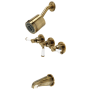 Kingston Brass Paris Tub and Shower Trim Package with 1.8 GPM Multi Function Shower Head Antique Brass