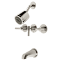 Kingston Brass Convergent Tub and Shower Trim Package with 7.0 GMP Spout and 1.8 GPM Single Function Shower Head Polished Nickel