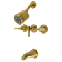 Kingston Brass Convergent Tub and Shower Trim Package with 7.0 GMP Spout and 1.8 GPM Single Function Shower Head Brushed Brass