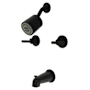 Kingston Brass Convergent Tub and Shower Trim Package with 1.8 GPM Single Function Shower Head and 7.0 GMP Spout Matte Black