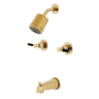 Kingston Brass Kaiser Tub and Shower Trim Package with 1.8 GPM Multi Function Shower Head Polished Brass