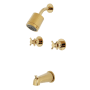 Kingston Brass Concord Tub and Shower Trim Package with 1.8 GPM Multi Function Shower Head Polished Brass